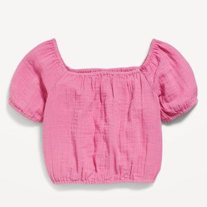 Old Navy Double-Weave Cropped Puff-Sleeve Top for Girls NWT
